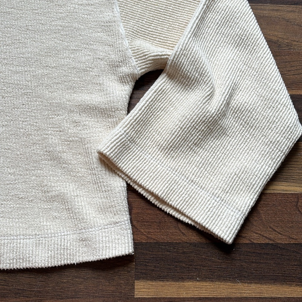 Stateside Cream Ribbed Knit‎ Cropped Sweatshirt Bell Sleeve Small Made in USA - Picture 6 of 7